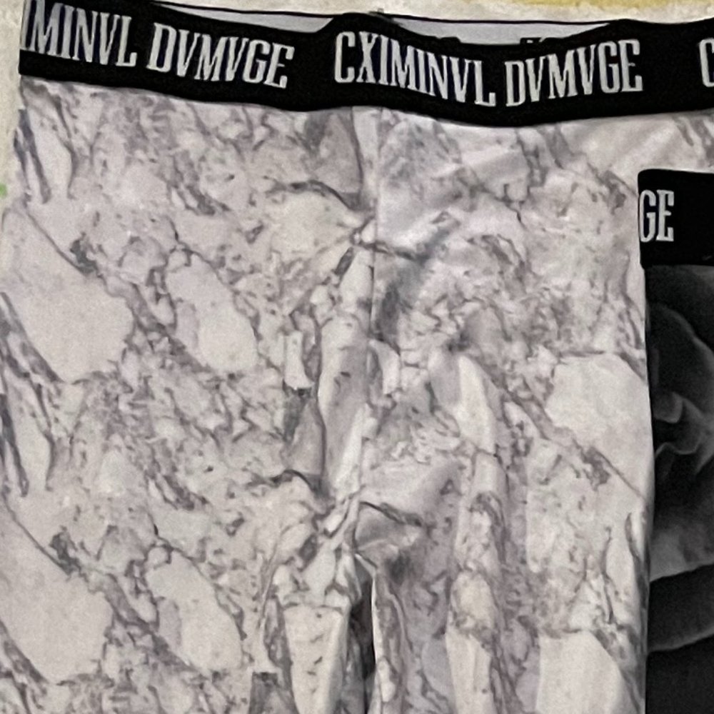 Criminal Damage 2pc Bundle Black Rose Gray Marble Leggings Pants Womans sz XS - Picture 3 of 3